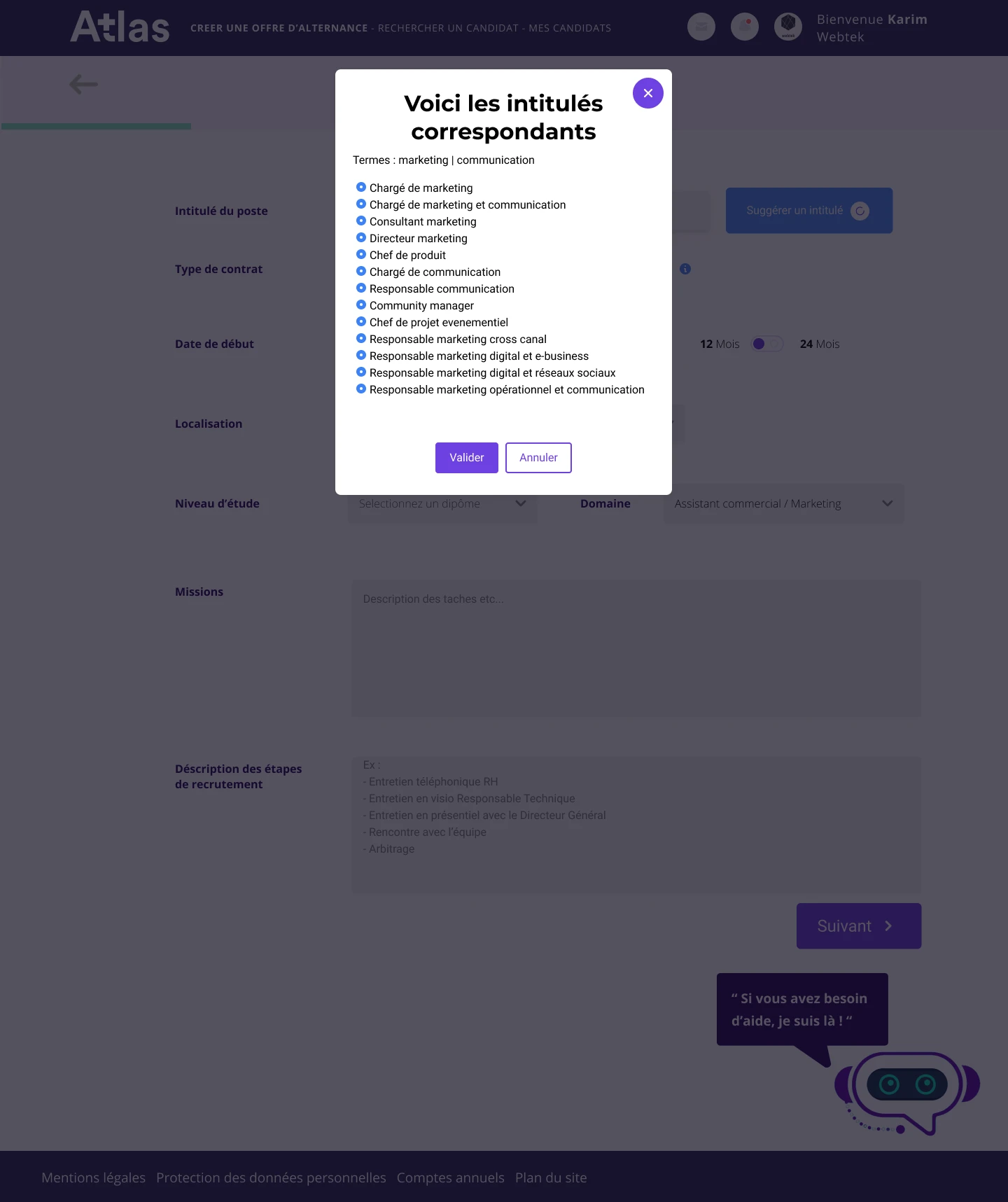 AtlaSkills — suggestion automatique d'intitulés de poste