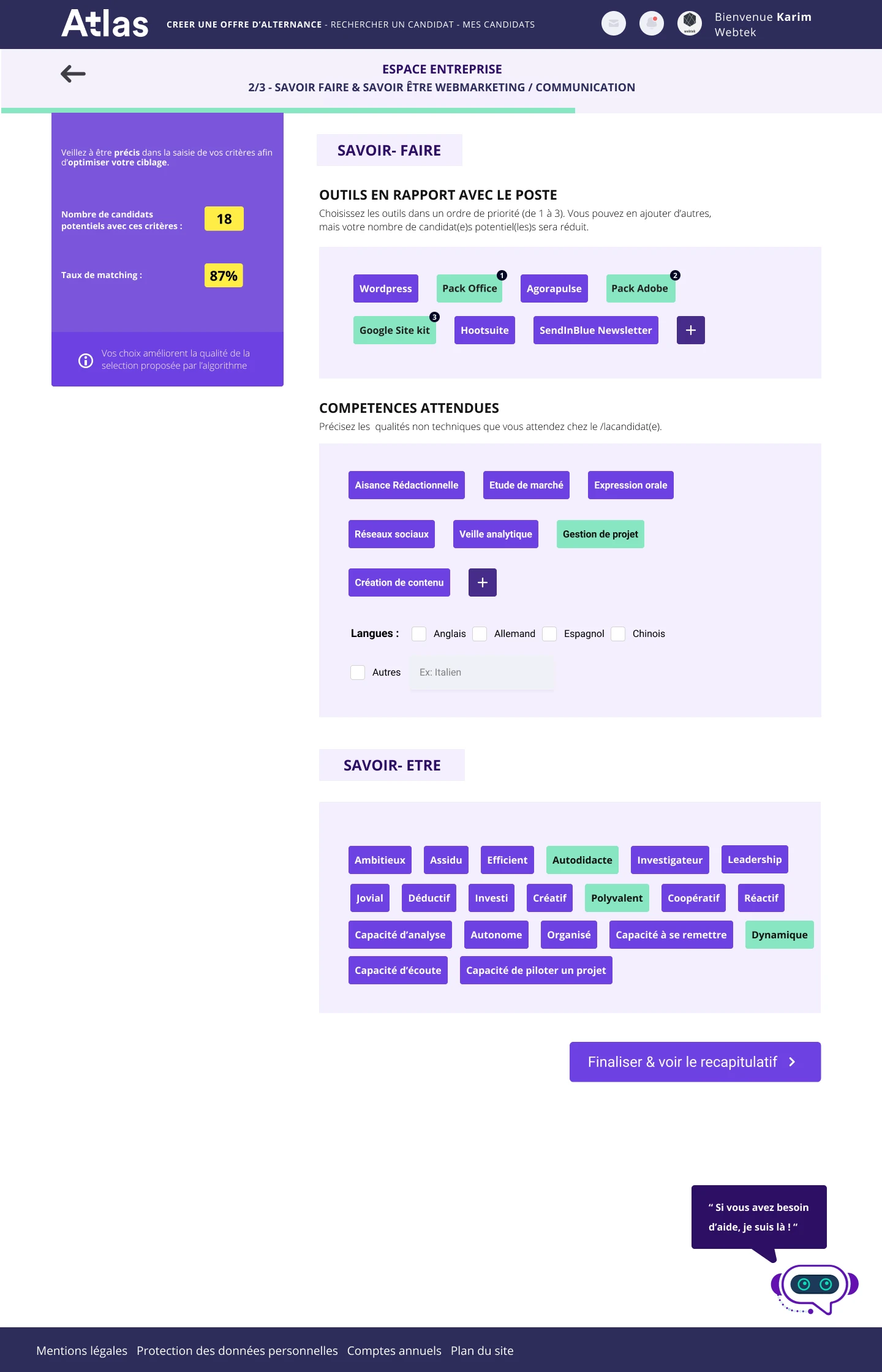 AtlaSkills — étape 2/3, savoir-faire et savoir-être